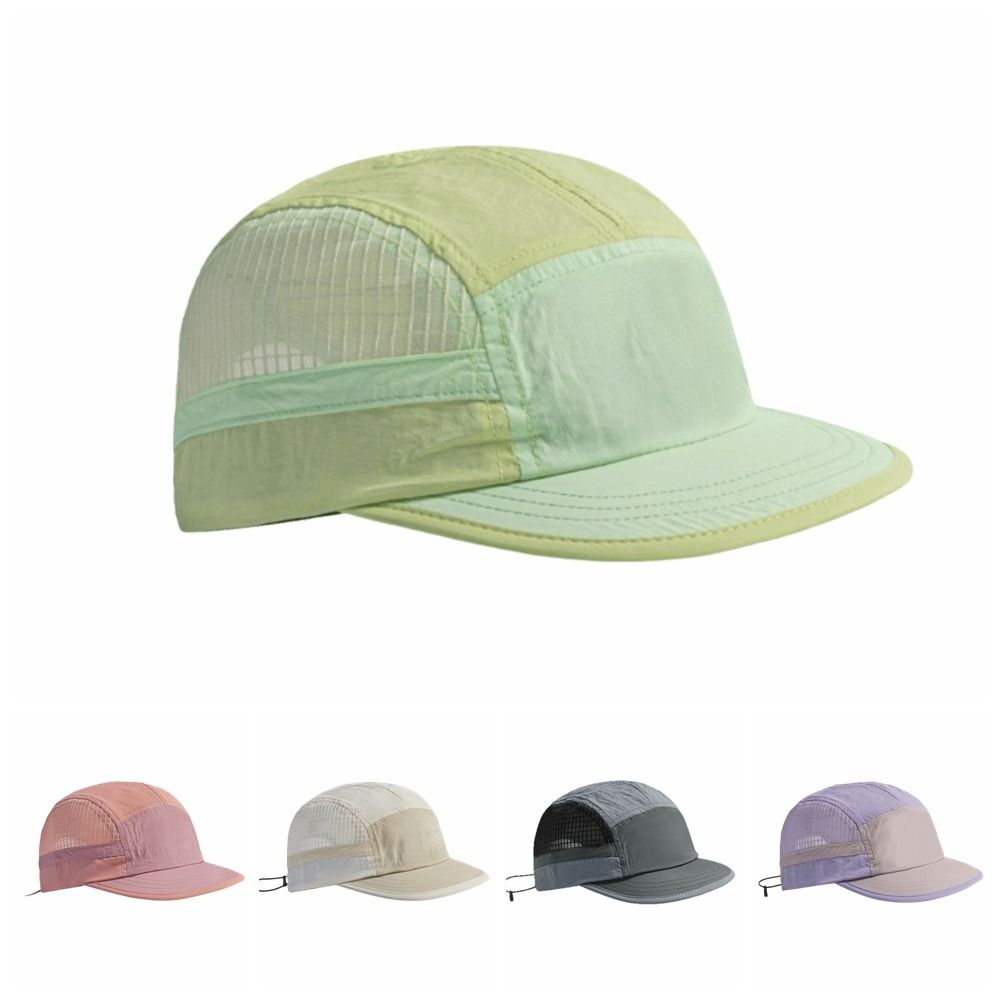 Aquatic Sports Hat - カラーブロックデザインの速乾性野球帽 レトロ5パネル ソフトブリム 通気性のあるピークキャップ 調節可能な軽量メッシュランニングキャップ