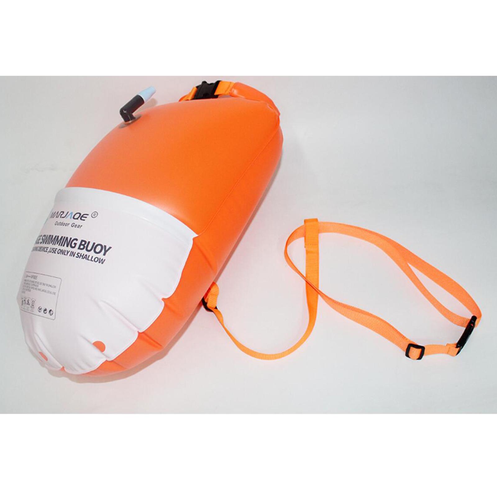 Swim Buoy Open Water - 20L PVCスイムブイフロート、調節可能なウエストベルト付き安全バッグ、インフレータブルオープンウォーターフローティングデバイス（水泳者用）
