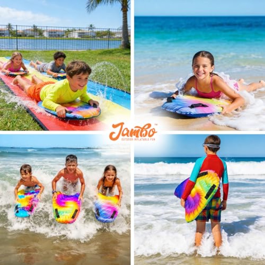 4パックのインフレータブルサーフボディボード、ハンドル付き、 - Bodyboard Boogie Board のレビューと価格